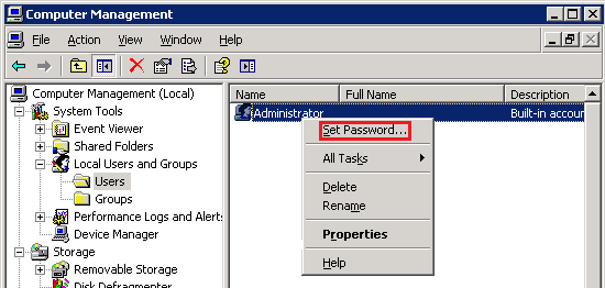 Windows 2003 Administrator Password Change