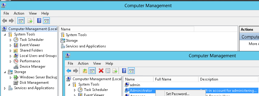 Change Administrator Password in Windows Server 2012