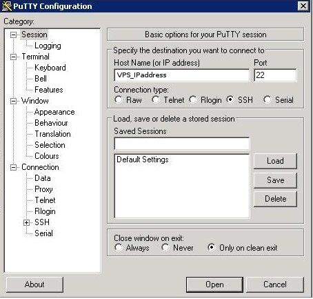 SSH Connection from Putty in Windows OS